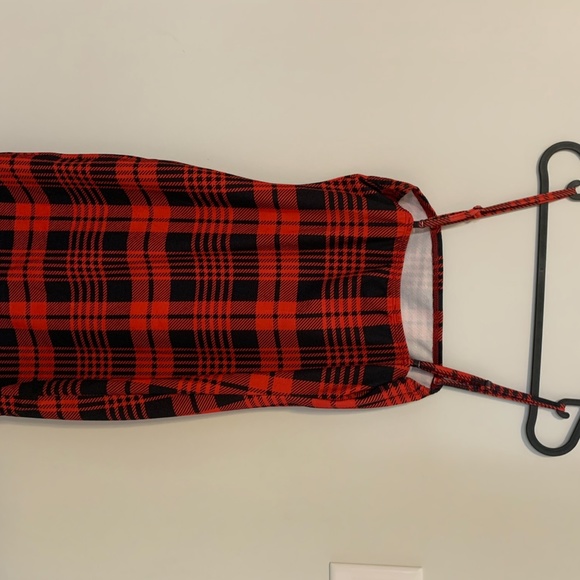 Shein Red & Black Plaid Slip Dress - Size Small - Picture 2 of 2
